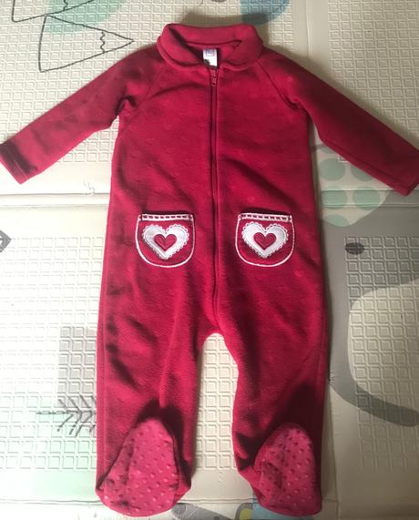 Teplý flisový srdiečkovy overal 9-12 mes., tu,74