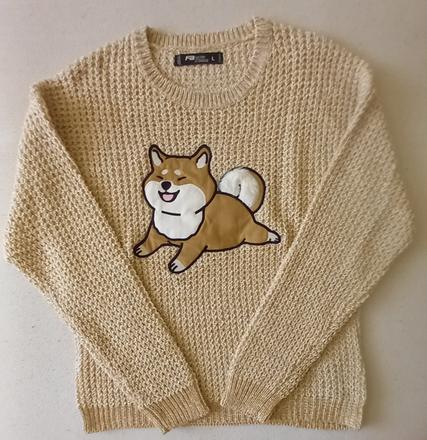 Dámsky štrikovaný sveter so psom, s