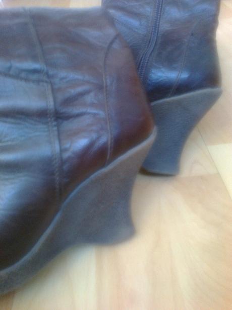 Pohodlné kožené čižmy na platforme, 37