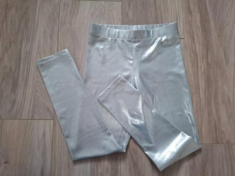 Strieborné legíny, h&m, veľ. 134, h&m,134