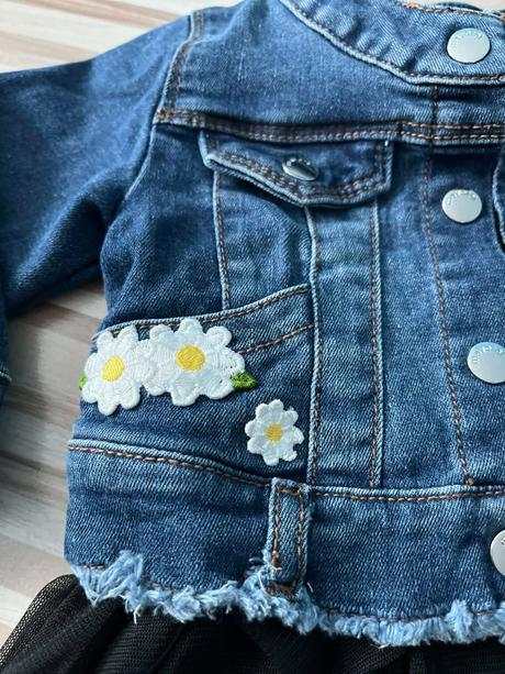 Mayoral nádherná riflová bundička s margarétkami, mayoral,86