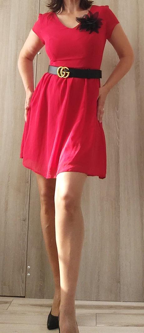 Červené šifonové šaty, new look,36