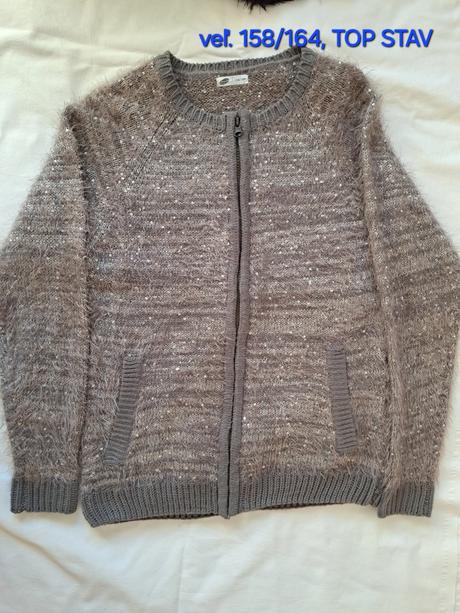 Sveter šedý s flitrami 158/164, pepco,164
