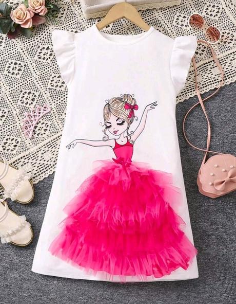 Saty s 3d sukňou a volanmi, 134 / 140