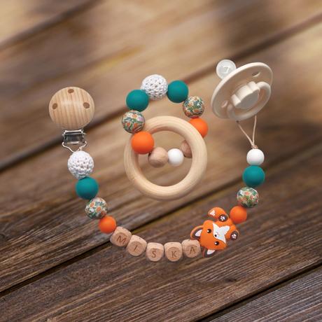 Set - retiazka na cumlík s menom a hryzátko, 