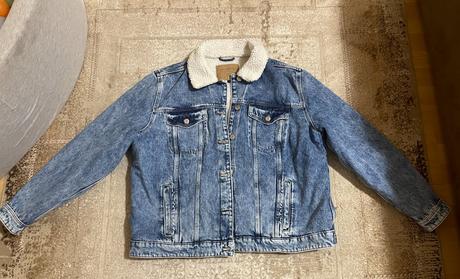 Riflová bunda s kožušinou, c&a,l