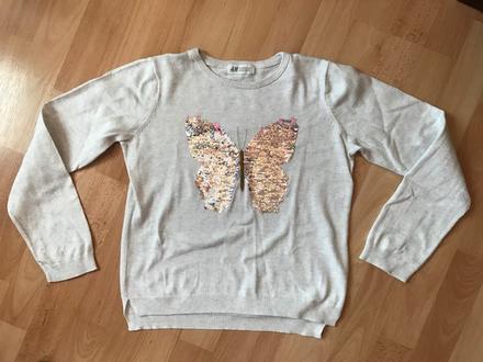 Pulóver s flitrami - veľ.134/140, h&m,134