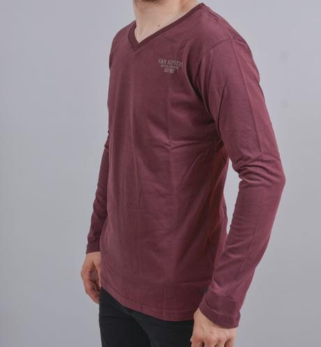 Pánske tričko s dlhým rukávom - bordové, l / m / xl