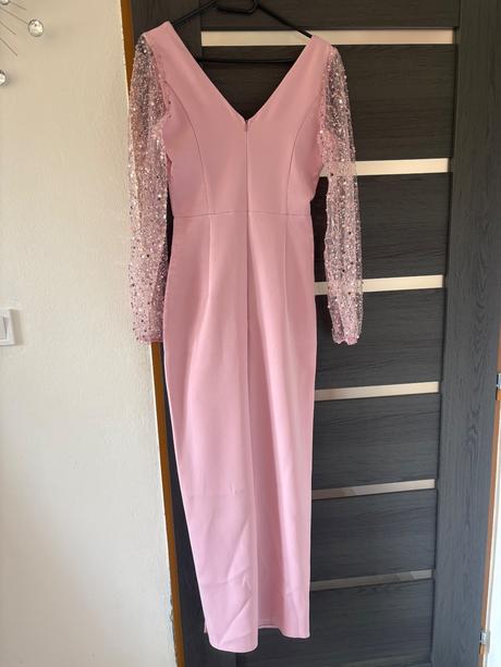 Staroružové spoločenské šaty s trblietavými rukáv, s