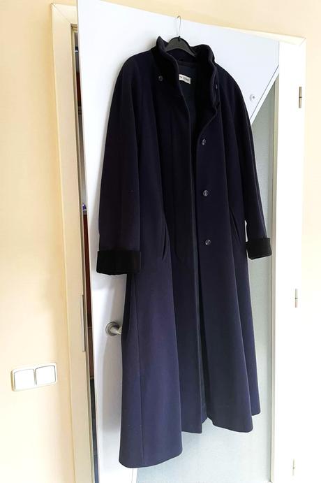 Luxusný dlhý vlnený kašmírový kabát, xl
