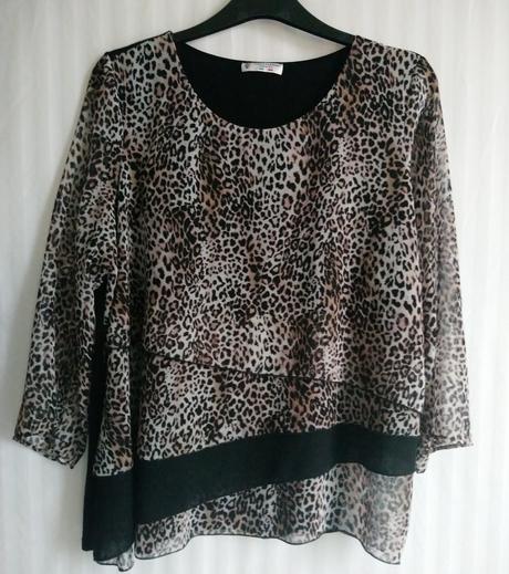 Dámsky elastický čierno hnedý top, carla ferroni, xxl