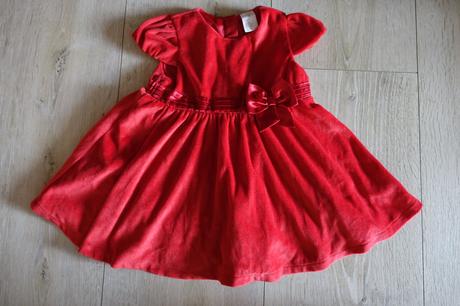 Velúrové šaty s mašličkou, h&m,80