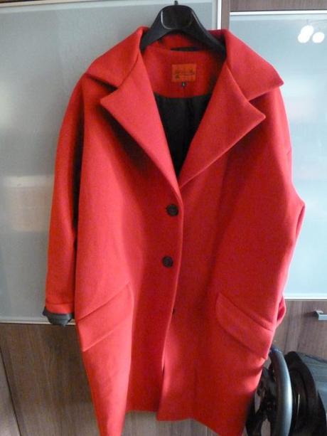 Červený oversize kabát, xl
