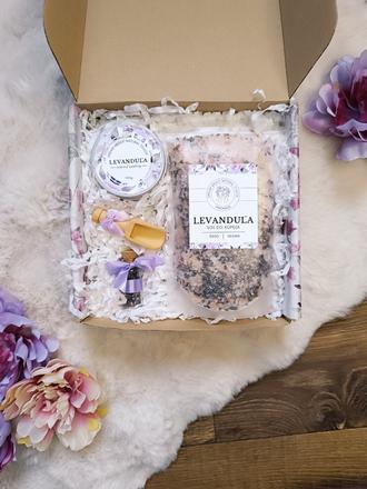 Handmade - set peeling a soľ do kúpeľa levanduľa, 