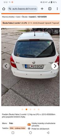 Predám škoda fabia combi lpg, škoda