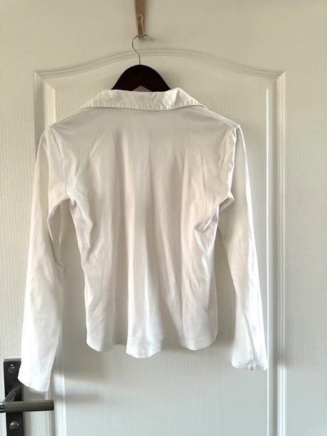 Filippa k  biele tričko s dlhým rukávom a goliero, m