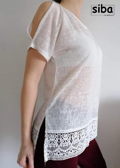 Čipkovaný svetrík s krátkym rukávom, s