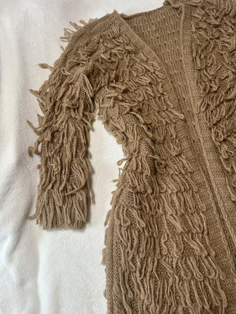 Koňakový dlhý kardigán bez zapínania, 