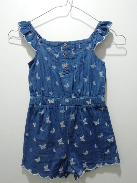 Kraťasový bavlnený overal s motýlikmi, primark,98