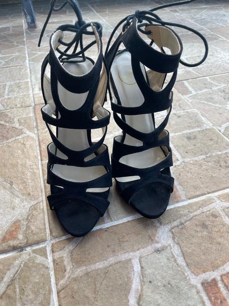 Čierne vysoké ihličkové sandálky, 37