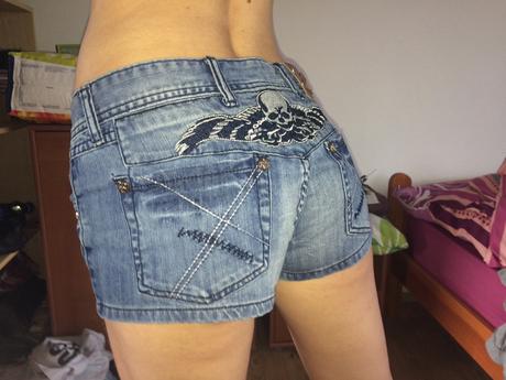 Rifľove kraťasy s lebkou, s