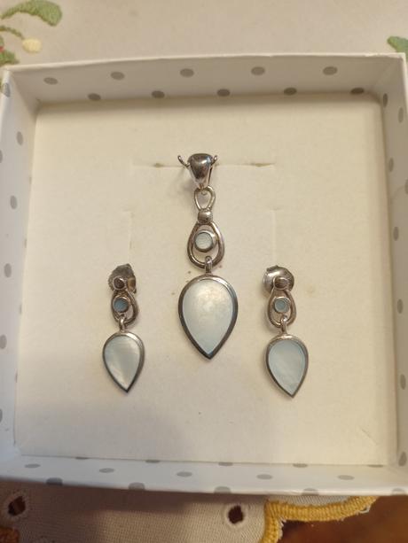 Strieborný set modrý,