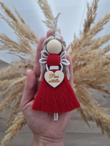 Makrame anjel, kľúčenka,