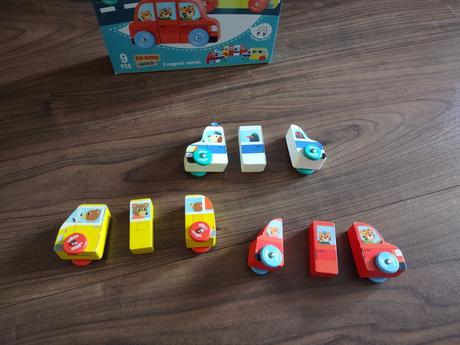 Vilac magnetické autá, drevo, 9 kusov, 