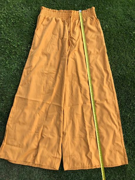 Horčicové široké nohavice, xl