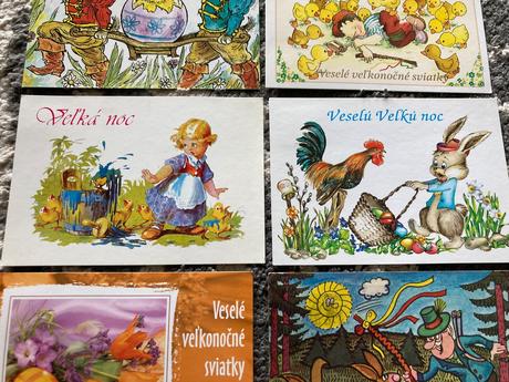 Retro pohľadnice kreslené 80-90roky veľkonočné,