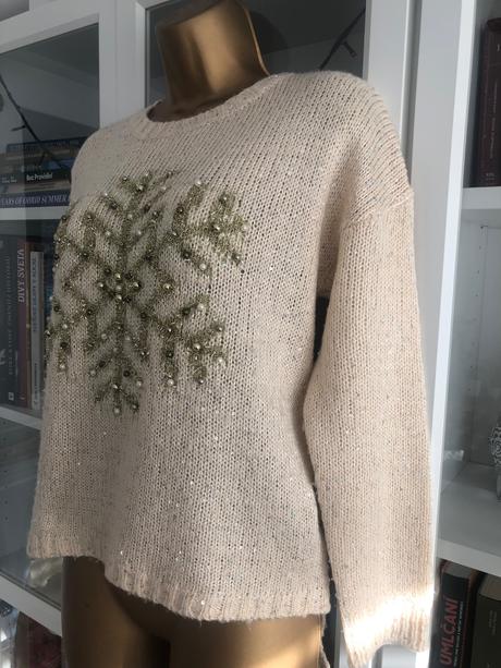 Sveter so zimným motívom s flitrami, m