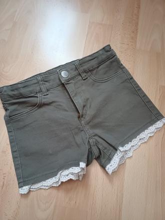 Riflove šortky s čipkou, h&m,116