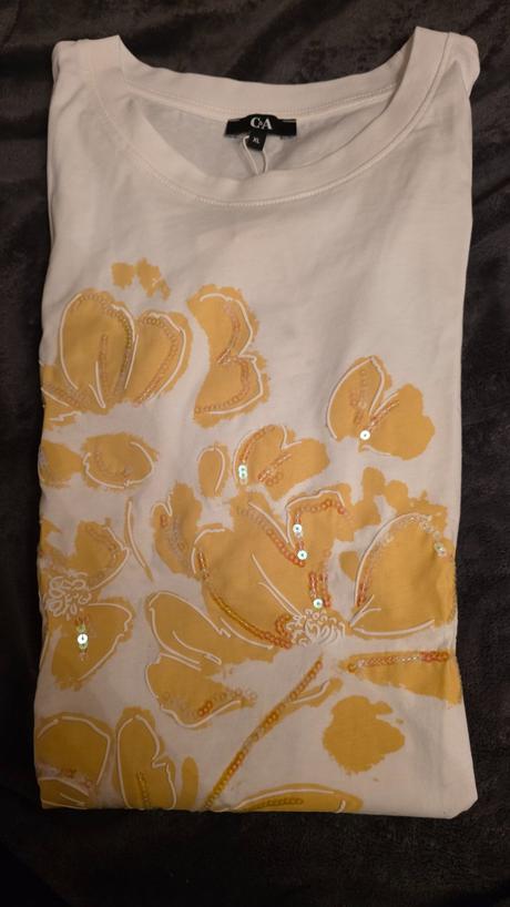 Bavlnene tricko xl  s kvetmi, c&a,xl