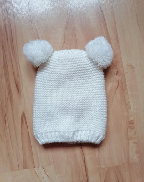 Krémová čiapočka na zimu s brmbolcami - 86/98, lupilu,92