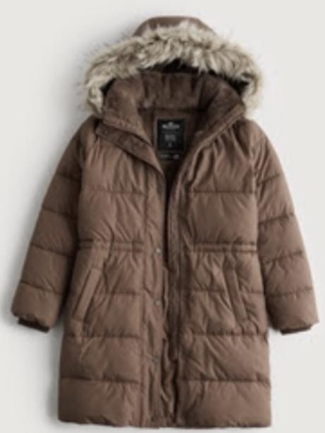 Dlhá zateplená bunda puffer parka, hollister,s