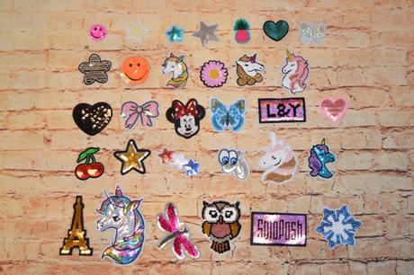 Pestré aplikácie s flitrami/nášivka/nažehľovačka, 