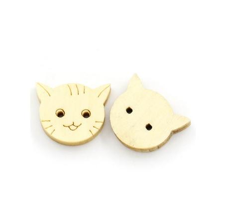 Drevený gombík mačička, 