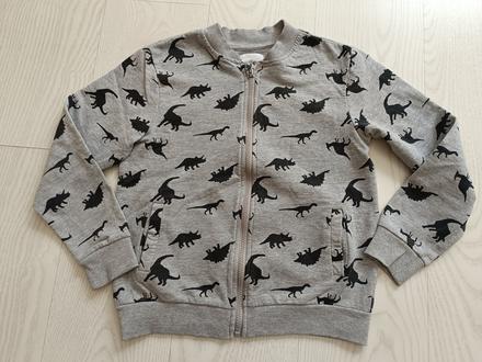 Šedá mikina na zips s dinosaurami, sinsay,140