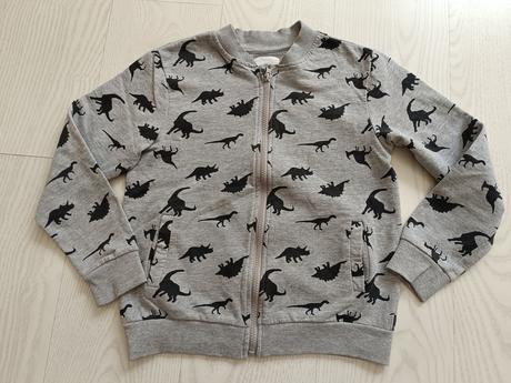 Šedá mikina na zips s dinosaurami, sinsay,140
