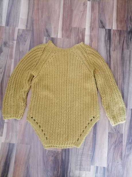 Horčicovy pletený sveter, s