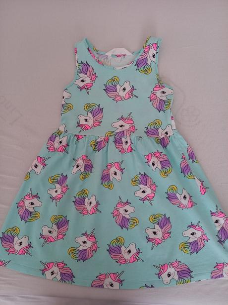 Šaty s jednorožcami, h&m,122
