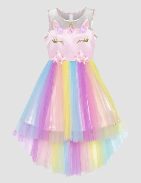 Šaty farebne jednorožec s čelenkou, 110
