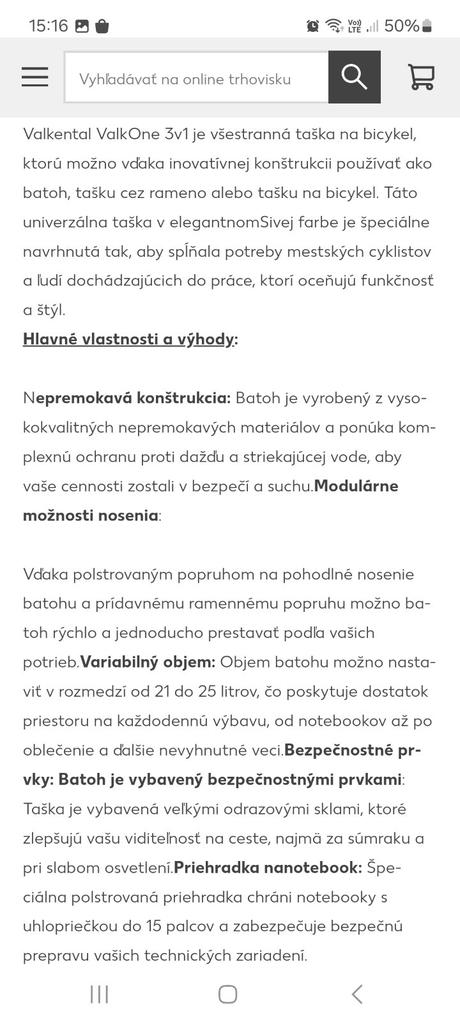 Valkental valkone 3v1 taška na bicykel, 