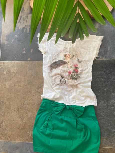 Sukňa s vreckami a mašľou plus tričko vel.38, m