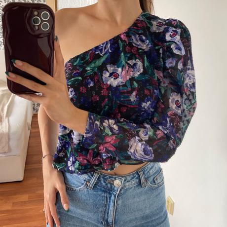 Asymetrická kvetinová blúzka, pull&bear,s