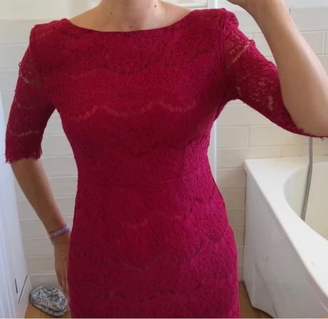 Cyklámenové čipkované šaty gate, s/36, gate,s