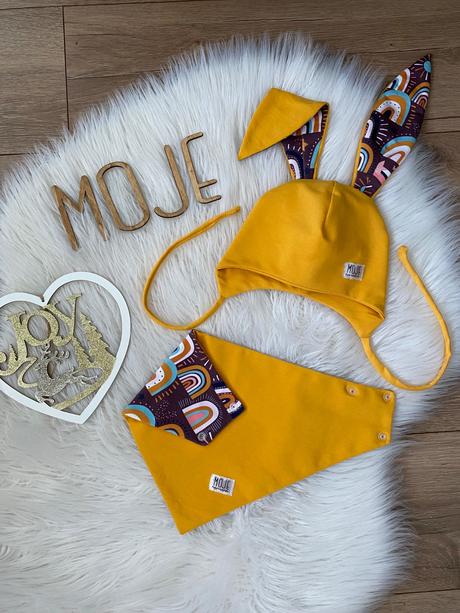 Krasny set ciapocka zajko a nakrcnik, 50 - 140