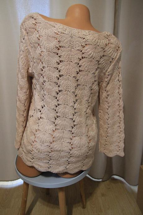 Bledo ružový pletený sveter, l, l