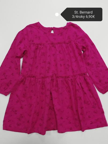Ružové bavlnené šaty s kvetmi, st. bernard,104