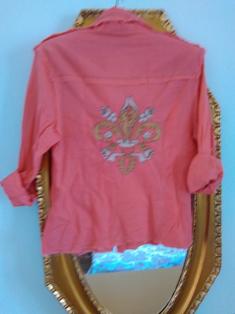 Vyšívaná lososová košeľa, s